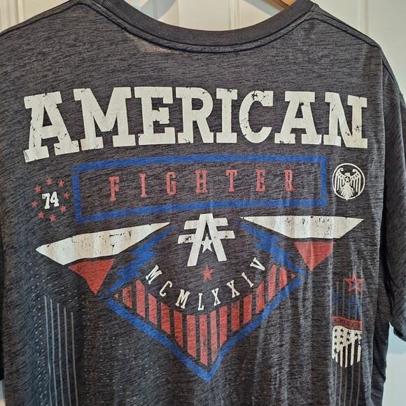 American Fighters Shirt Mens 3X Gray V-neck Short Sleeve MMA Streetwear Y2K - Picture 8 of 11